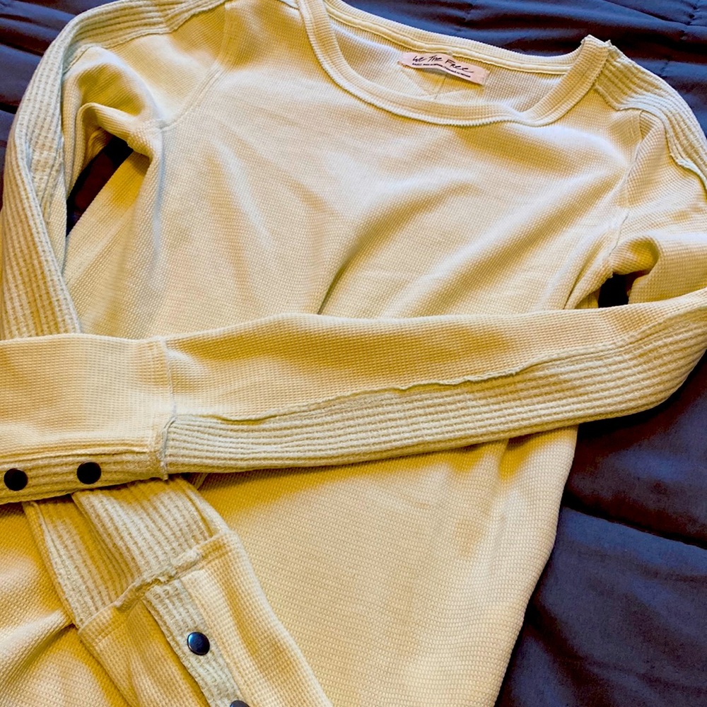 Free People We The Free Thermal  Top Lemongrass